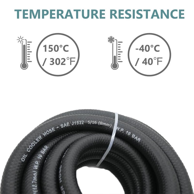 CHOIMOON 3/8 Transmission Oil Cooler Hose - 300 PSI Fuel Line Hose SAE J1532 For Transmission Fluid  Oil  Coolant  Diesel  Hydraulic Fluid  Lubricant  Gas 20FT - Image 4